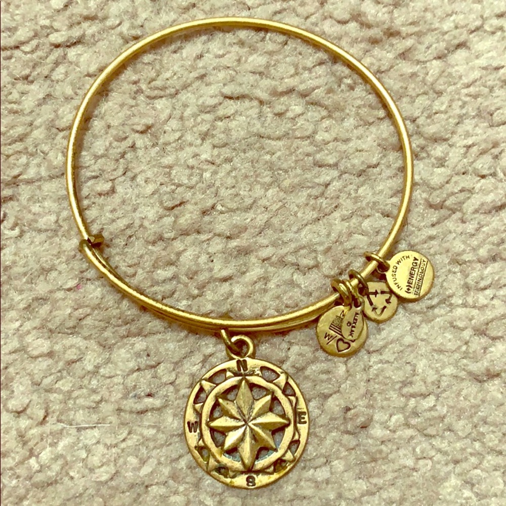 Alex and Ani Gold Compass Charm Bracelet